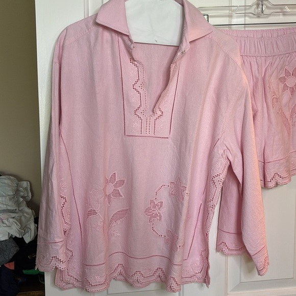 EUC OROTON Tablecloth Lace Top and Short Set in ballet pink shorts size 6 top 8 - Picture 3 of 13
